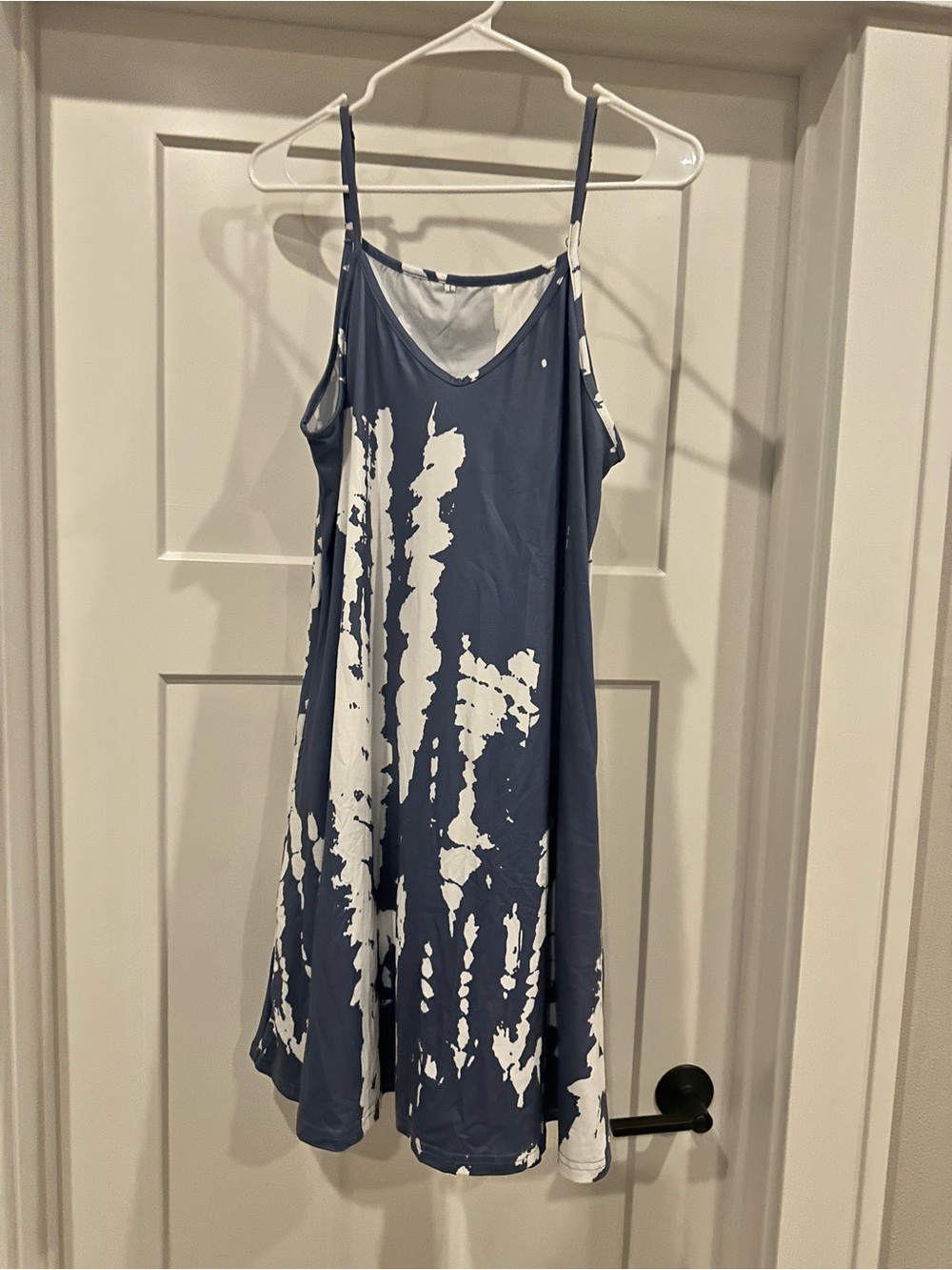 Sleeveless Blue and White Tie-Dye Slip Dress - Picture 1 of 5